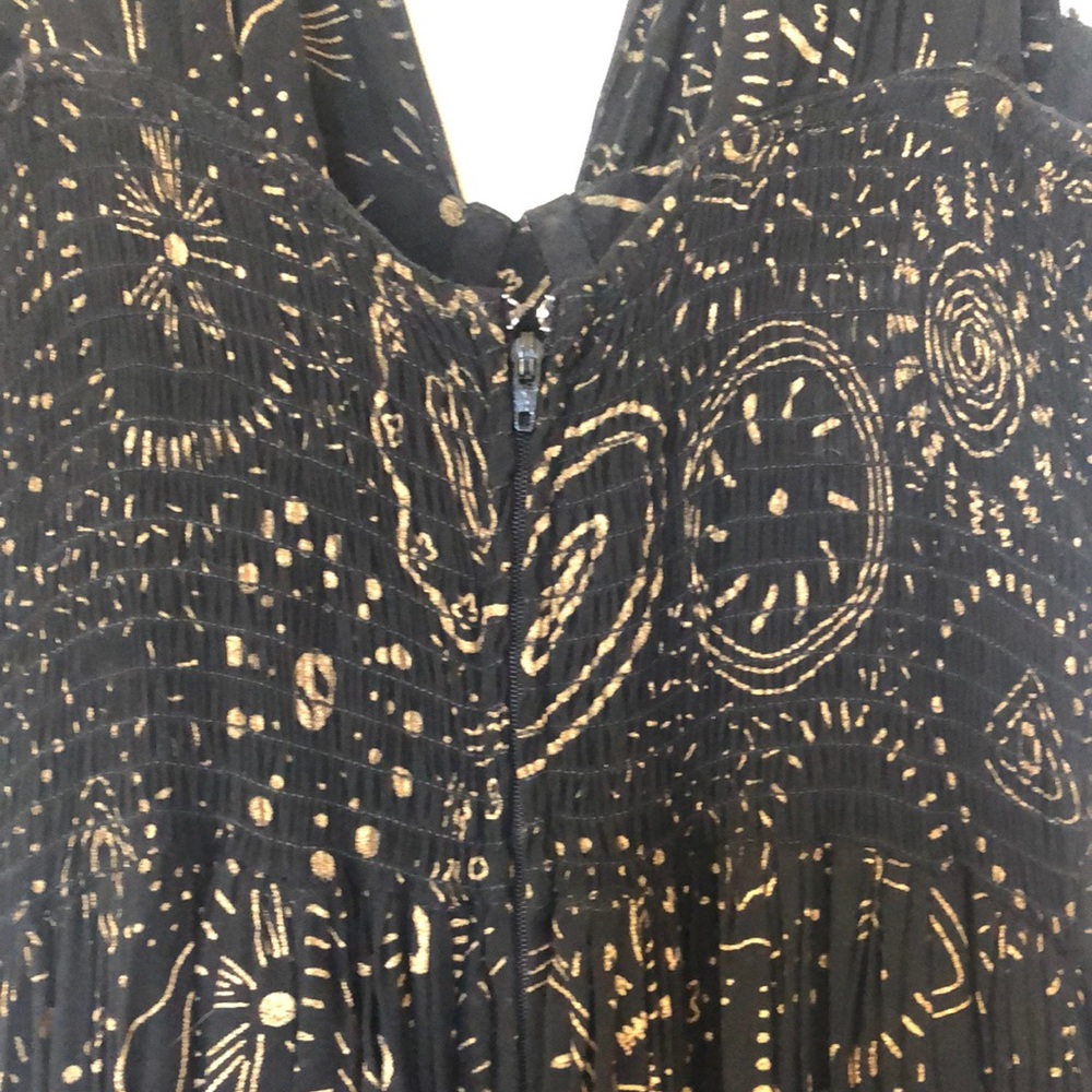 Vintage Chacok French Brand Bohemian Black and Gold Maxi Dress - Picture 4 of 5